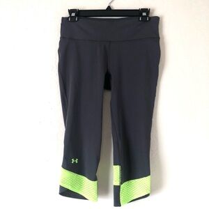 Under Armour crop leggings 
Dark gray with neon green accents